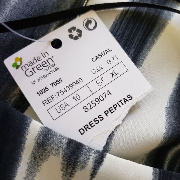 MNG Abstract Stripe Print Dress Sz Large - Picture 7 of 13